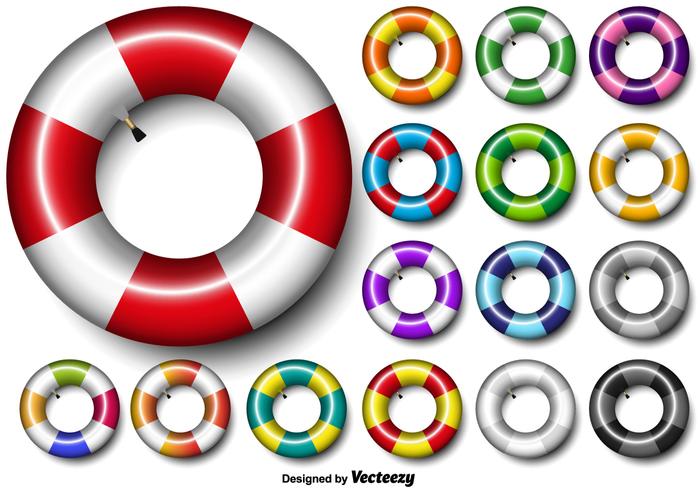 Colorful Vector Set Of Inner Tube 3d Icon