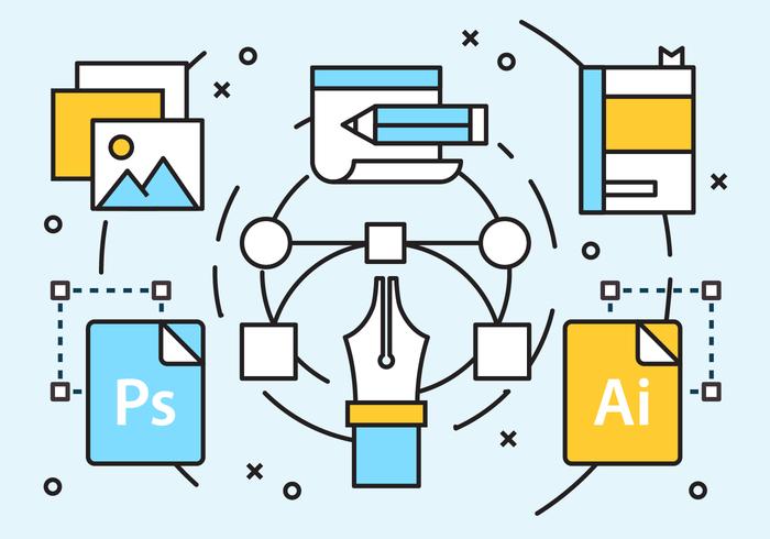 Elementos de Marketing Digital Lineal Gratuitos vector