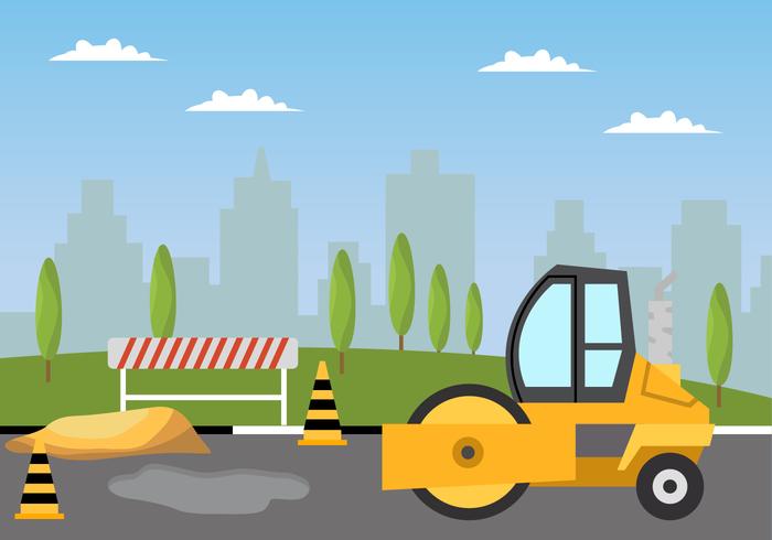 Flat Road Roller  vector