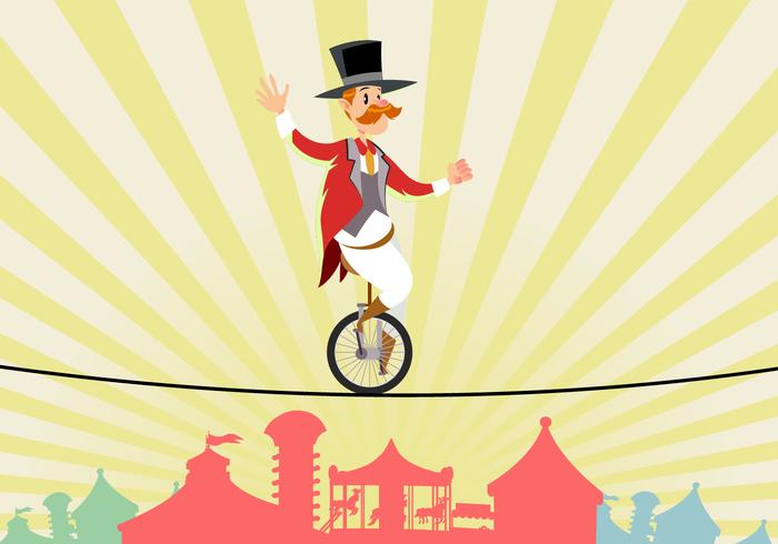 Circus Man On Tightrope Vector