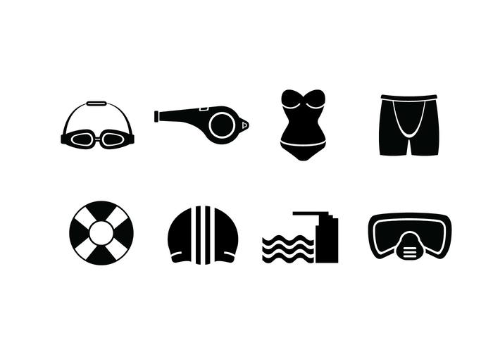 Swimming pool set icons vector