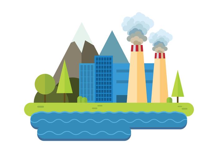 Power Plant Pollution Vector