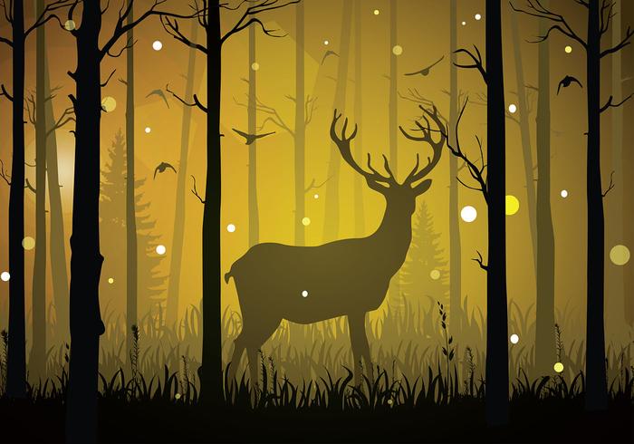 Caribou Silhouette Night Free Vector
