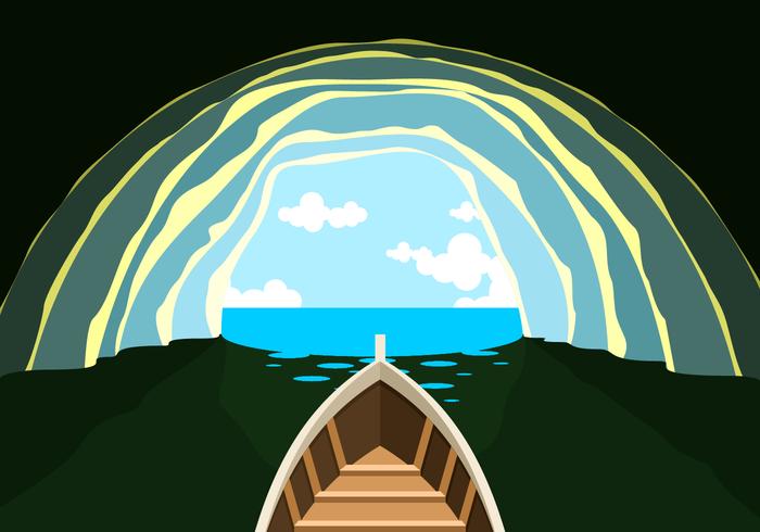 Boat In The Cavern Free Vector