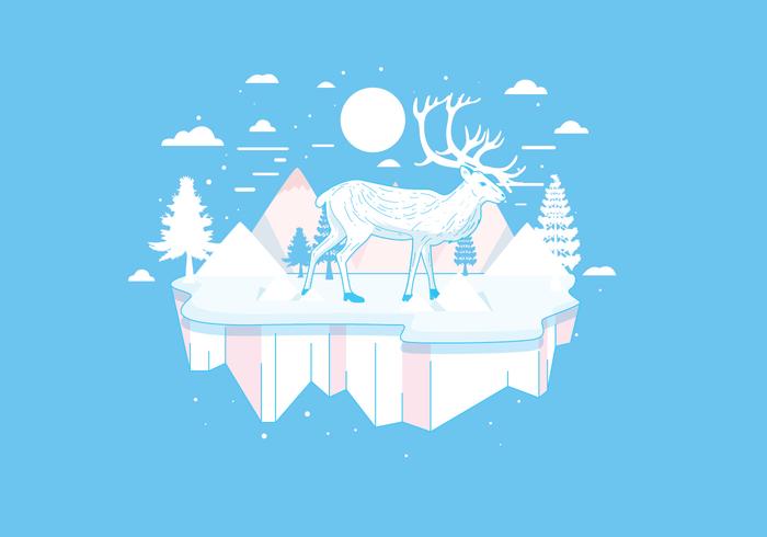 Caribou in the Snow Mountains vector