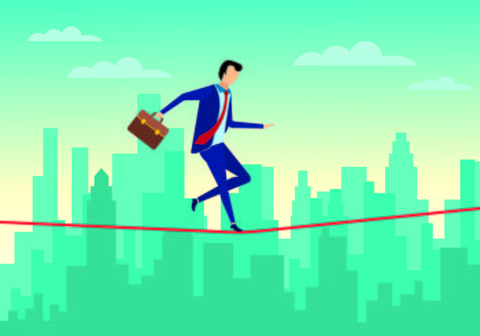 Businessman Walking on Tightrope With Confidence vector