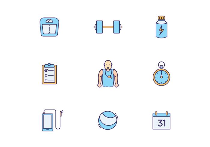 Iconos del entrenamiento de la aptitud vector