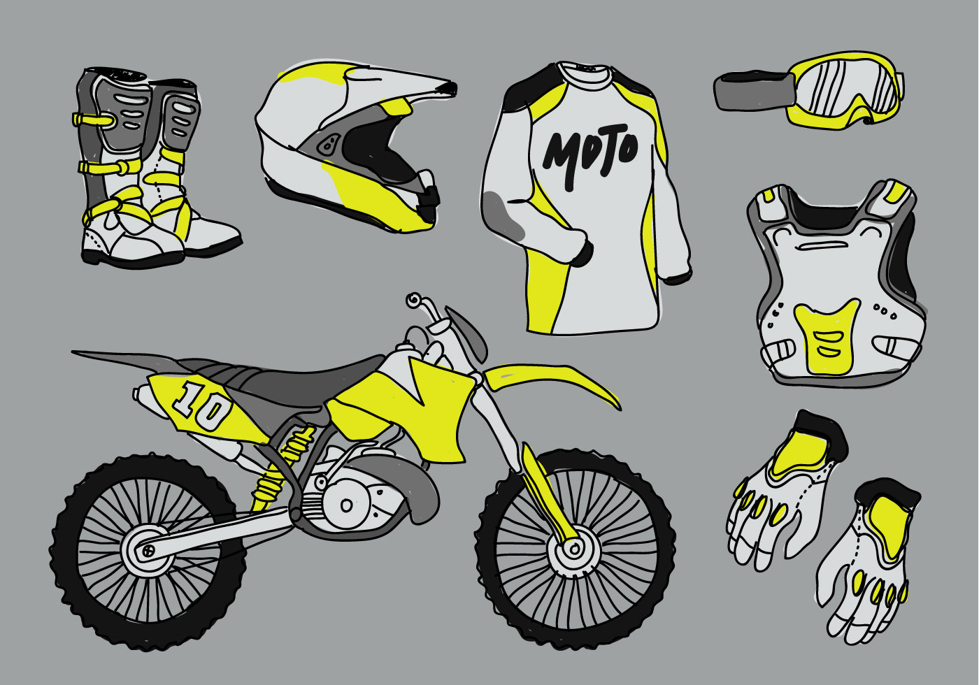 Download Motocross Starter Pack Doodle Vector Illustration ...