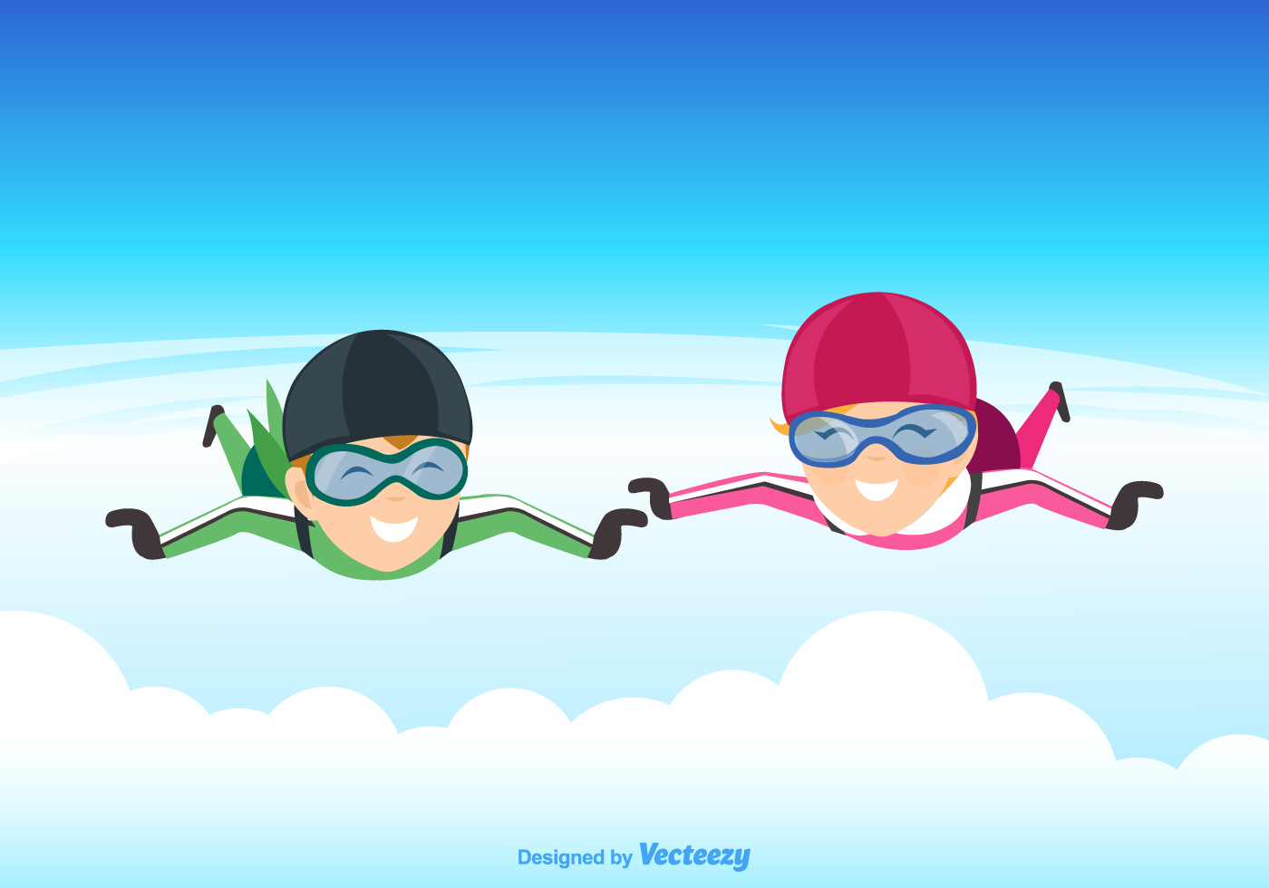Vector Illustration Of A Skydiving Couple 153661 Vector Art at Vecteezy