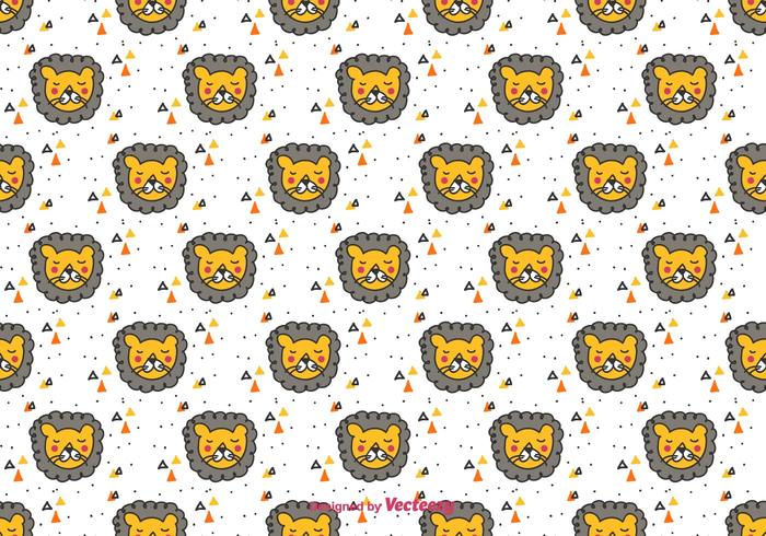 Doodle Lion Vector Pattern