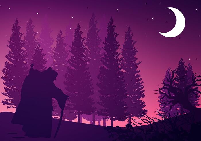 Befana Walking Silhouette Free Vector