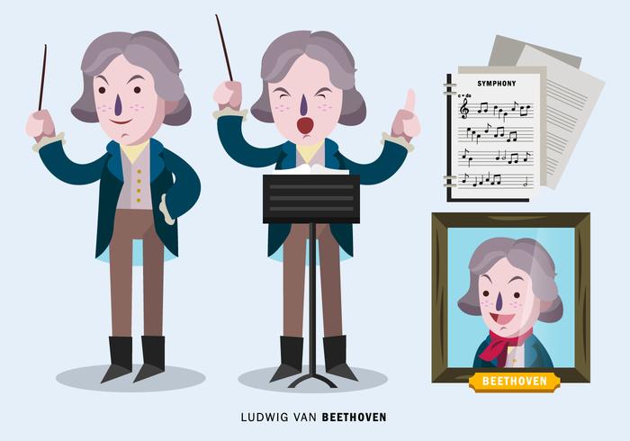 Ludwig Van Beethoven Character Vector Illustration