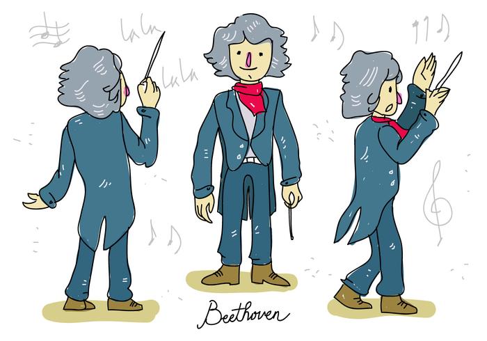 Ludwig van Beethoven Music Conductor Hand Drawn Vector Illustration