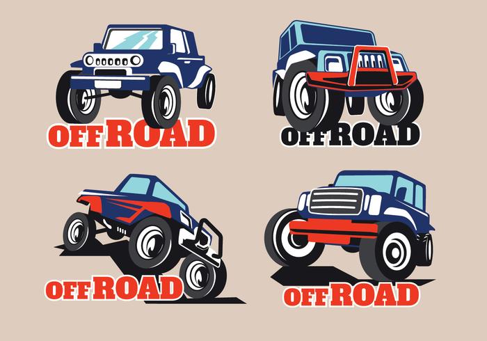 Set Off-road Suv Car on Brown Background vector