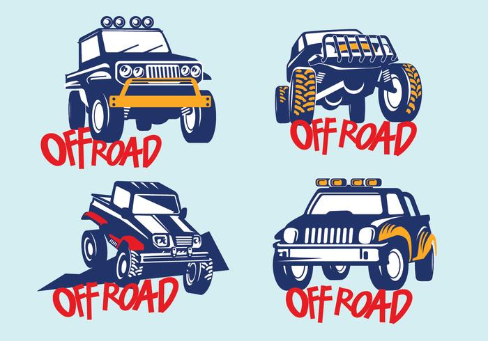 Set Off-road Suv Car on Blue Background vector