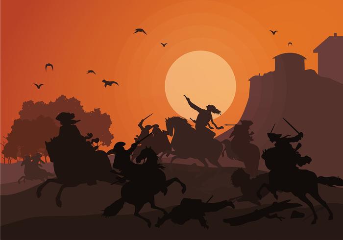 Cavalry Battle Free Vector