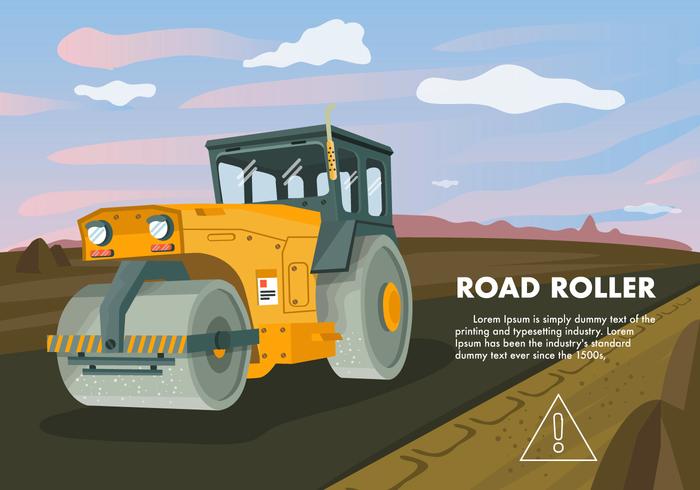 Road Roller Tractor Vector Illustration