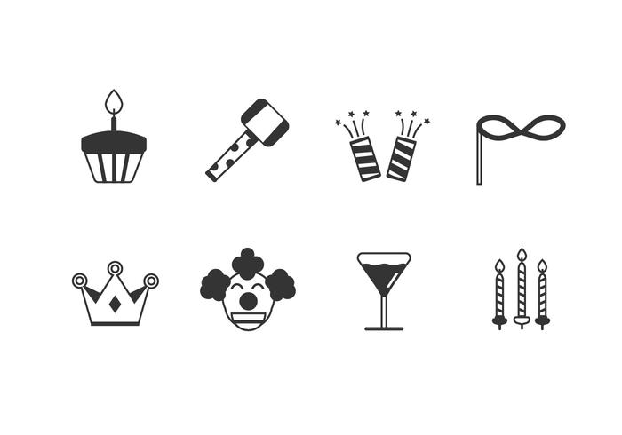 Iconos de conjunto de fiestas de cumpleaños vector