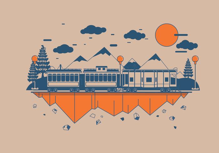 Caboose with Mountain Background Vector