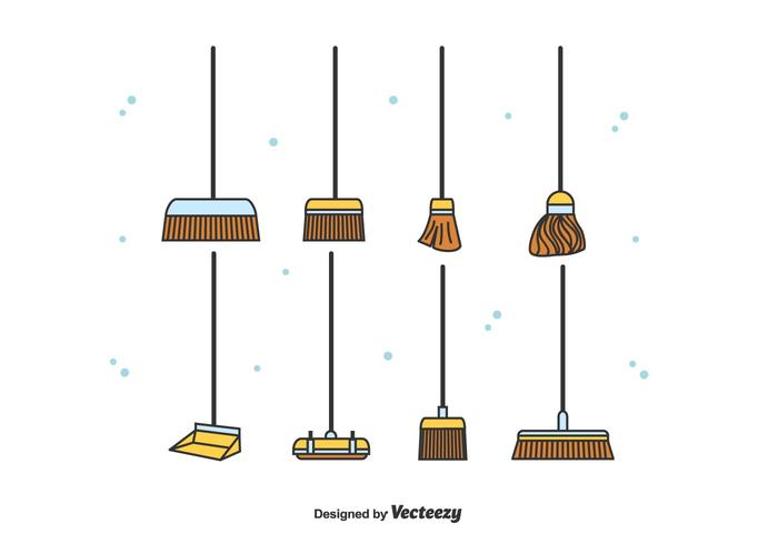 Broom Icons Vector Set