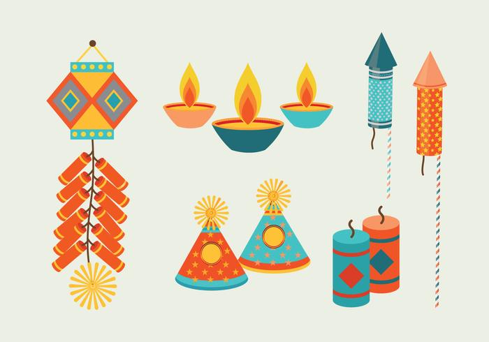 Colorfull Diwali Crackers Vector Collection