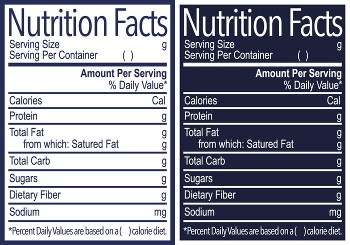 Vector de información nutricional etiqueta