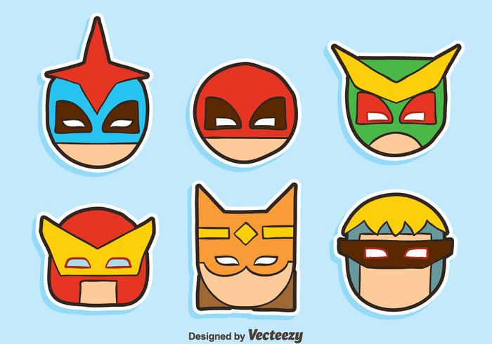 Hand Drawn Super Hero Head Collection Vector Hand Drawn Super Hero Head Collection Vector