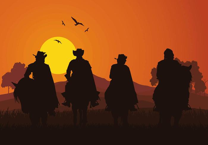 Musketeers Sunset Silhouette Free Vector