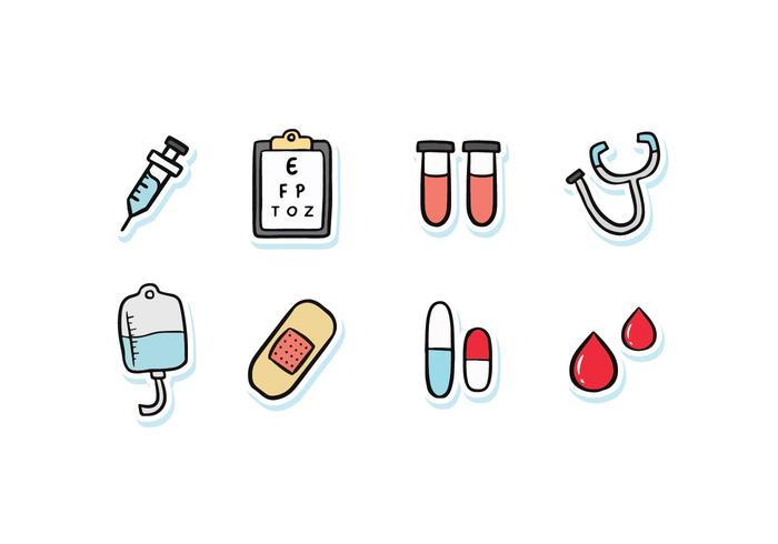 Iconos médicos del Doodle vector