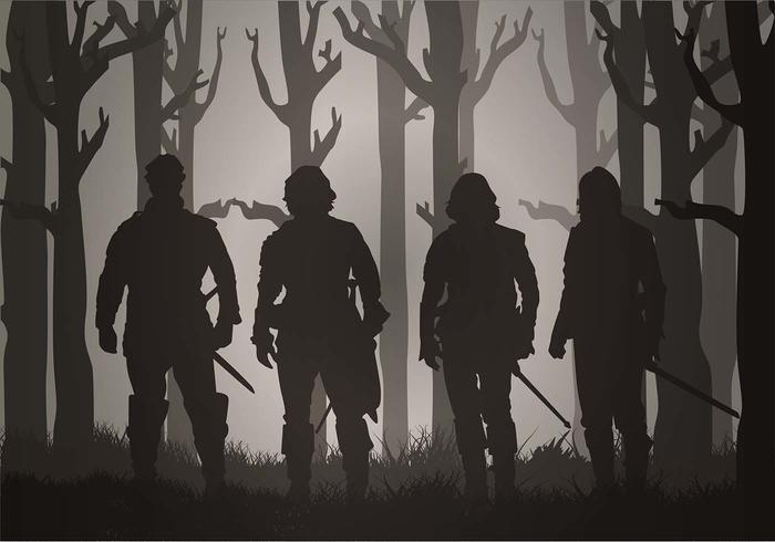 Musketeers Through the Mist Free Vector