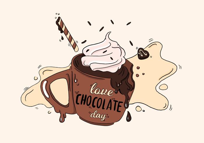 Cute Chocolate Coffee With Cream Vector 