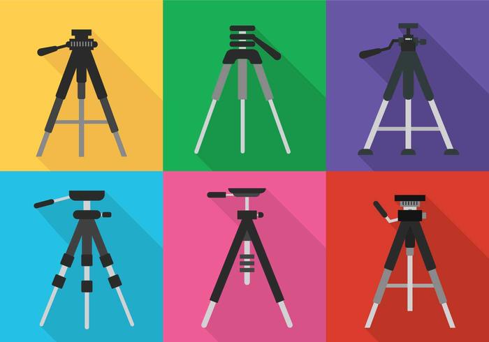 Camera tripod icon vector set