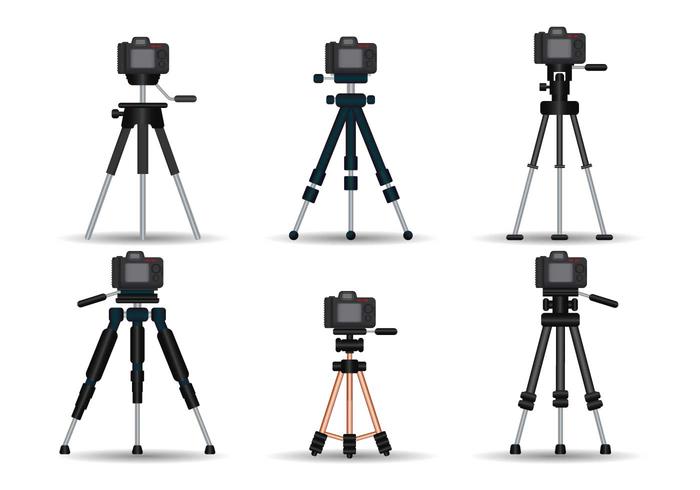 Camera tripod realistic vector set