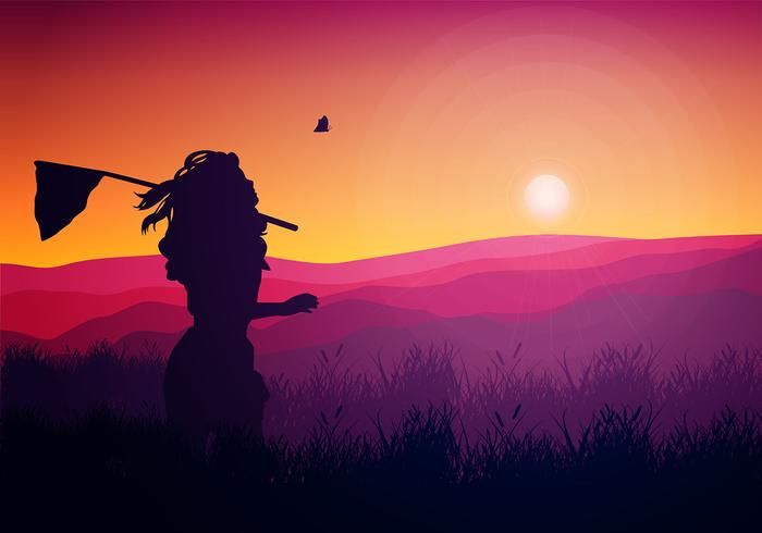 Woman Catching Butterflies Vector Woman Catching Butterflies Vector