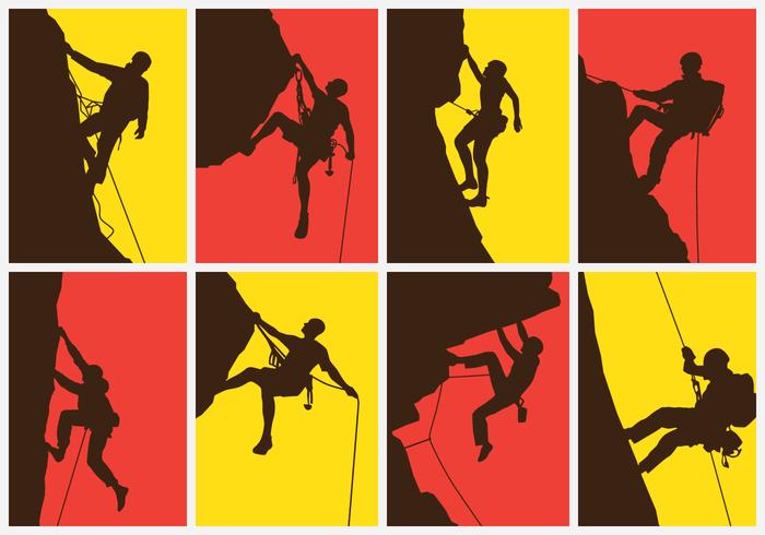 Mountain Climber Illustration Set vector