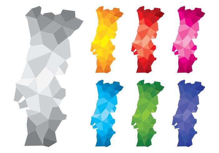Polygonal Portugal Maps vector