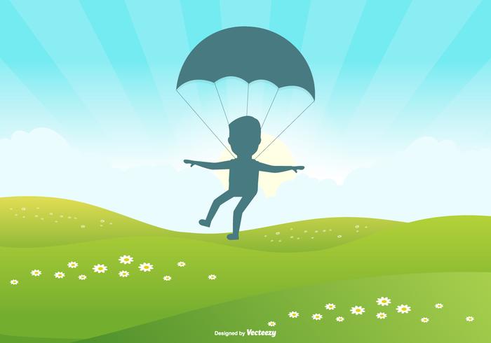 Cute Landscape Scene with Skydiver Cute Landscape Scene with Skydiver