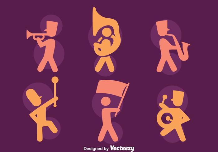 Silhouette Marching Band Icons Vectors