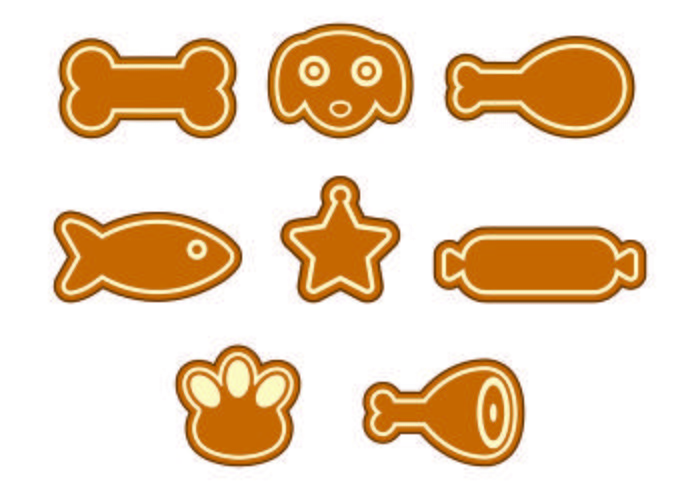 Conjunto de iconos de galletas de perro vector