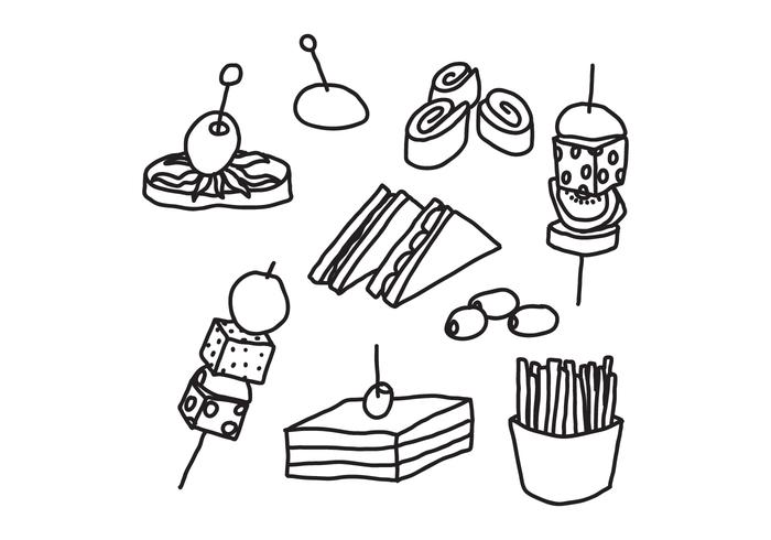 Black  White Appetizers vector