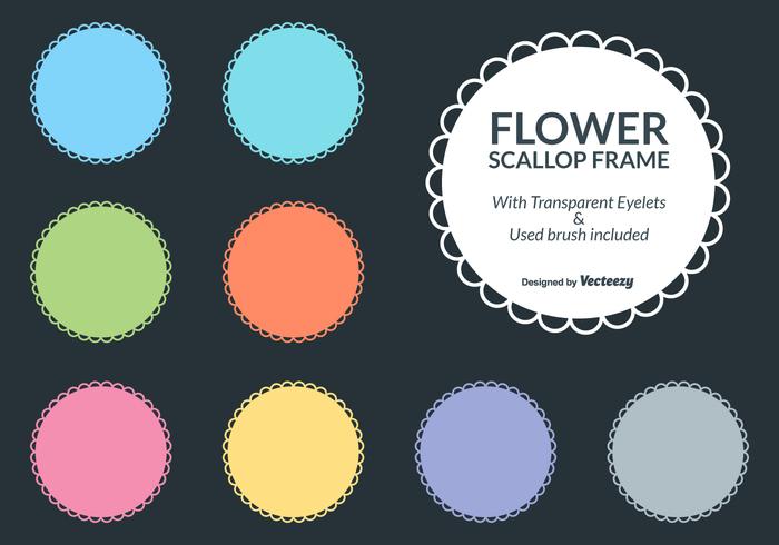 Colorful Flower Scallop Frame Borders vector