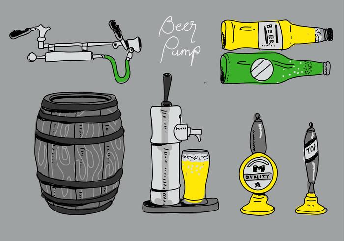 Colección de la bomba de cerveza Ilustración vectorial dibujado a mano vector