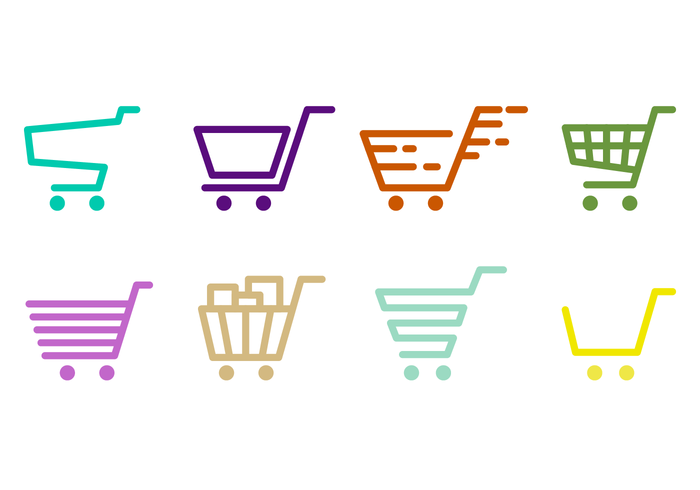 Supermarket Cart Outline Vector