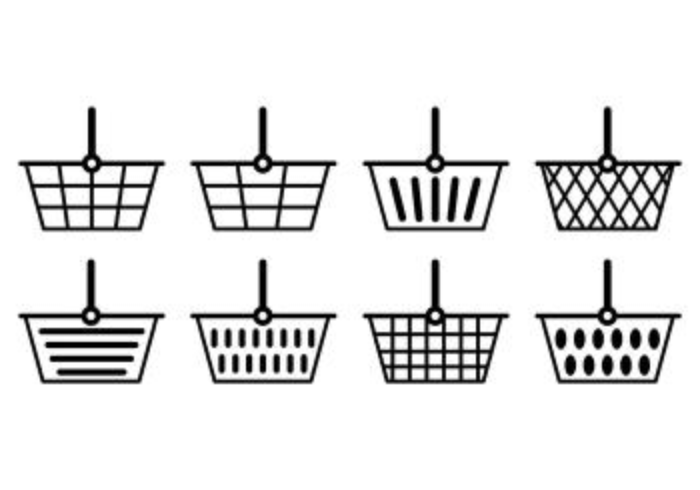 Set Of Supermarket Cart Icons vector