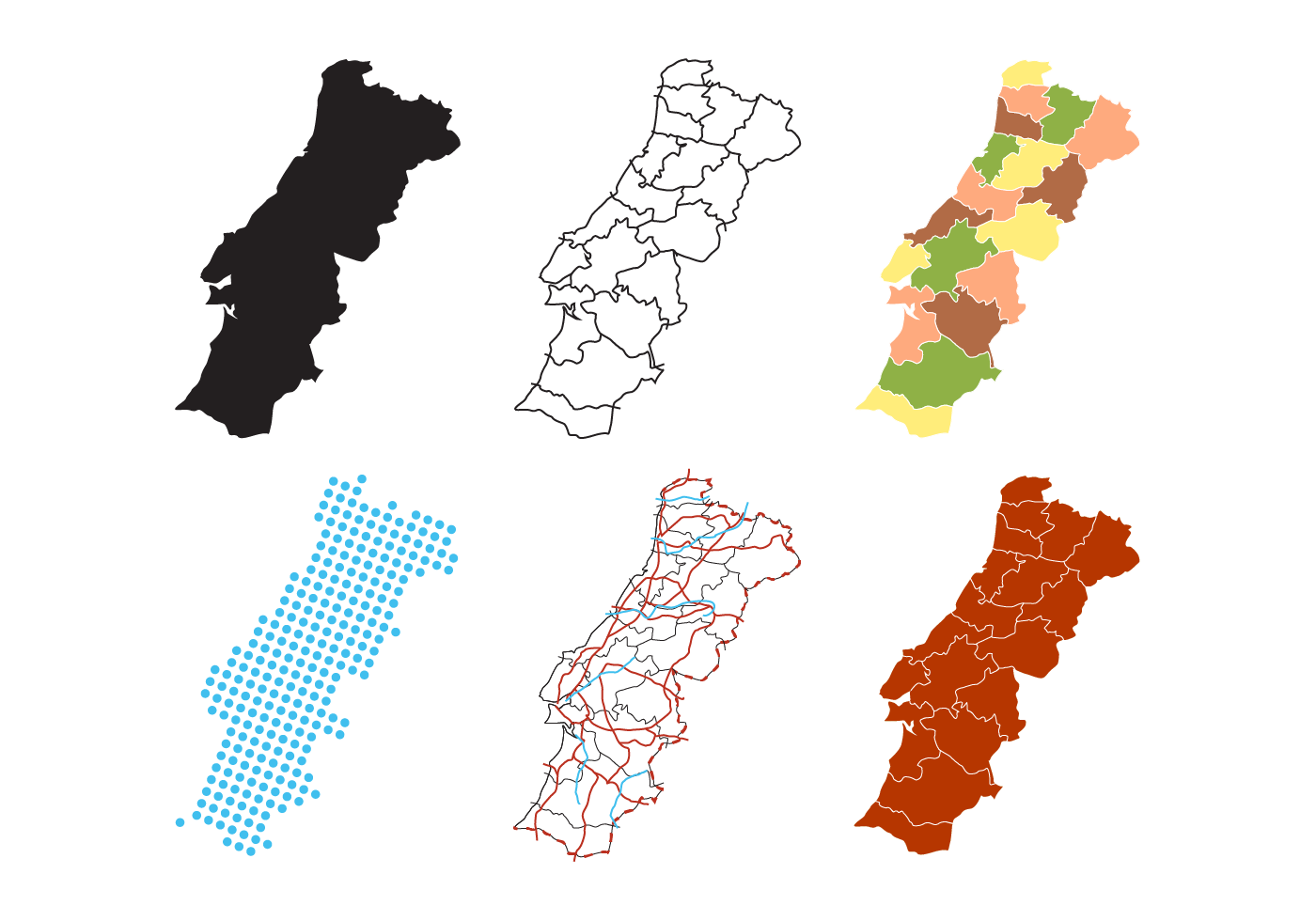 Premium Vector  Portugal map with districts vector illustration