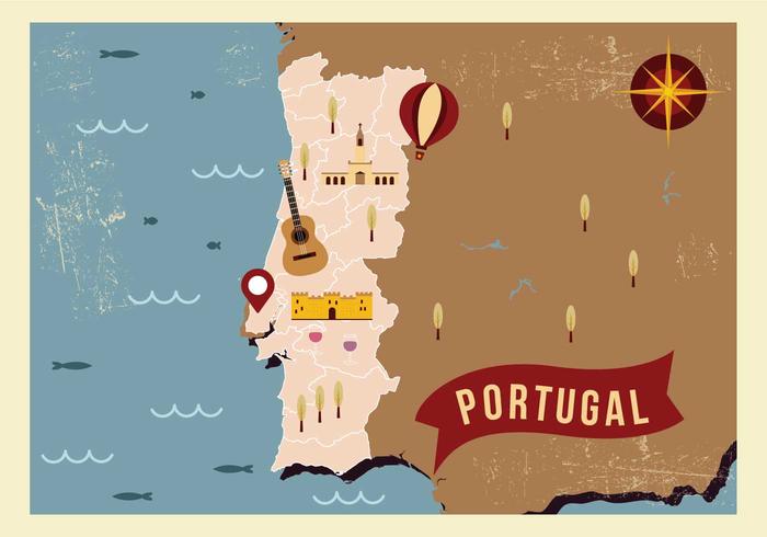 Portugal mapa ilustración vectorial vector