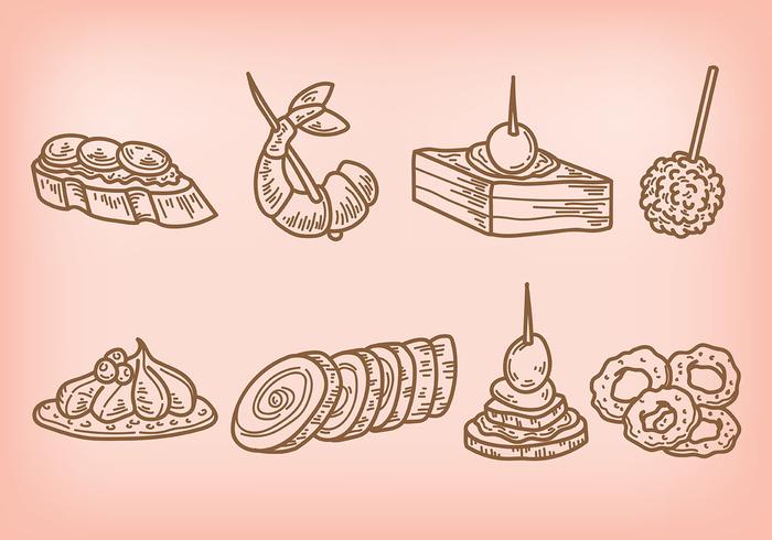 Iconos del vector de los aperitivos