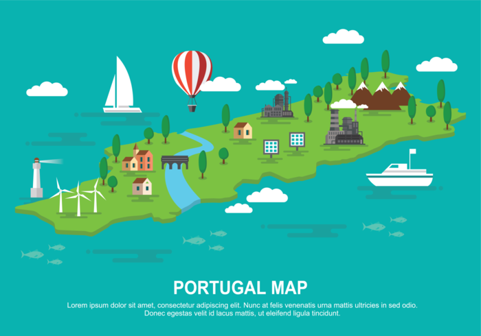 Portugal mapa ilustración vectorial vector