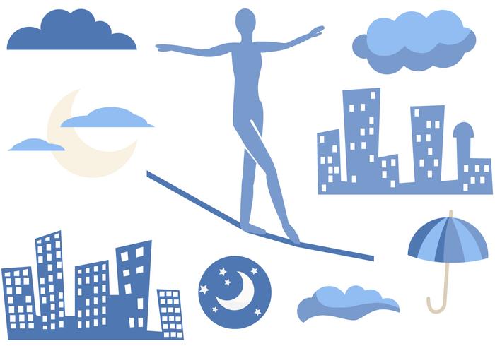 Free Tightrope in the City Vectors Free Tightrope in the City Vectors