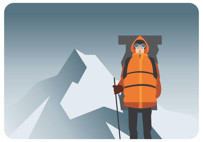 Alpinist on Mountain Vector